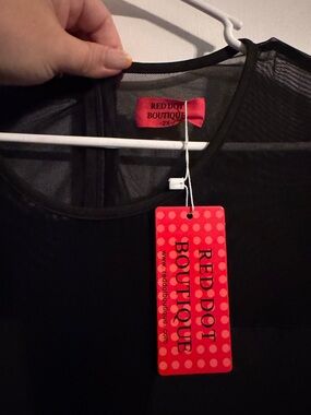 Black Mesh Women's Nightwear Top - 2X